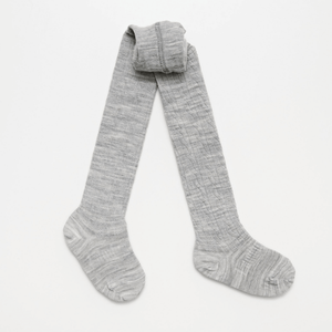 grey marle baby merno wool tights with cable pattern