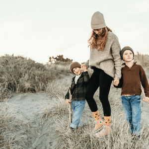 womens merino wool crew socks mustard with brown spots nz