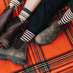 mens merino wool crew socks maroon and natural striped nz