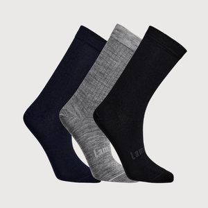 Bundle of 3 pairs of children's merino wool crew socks navy grey black NZ