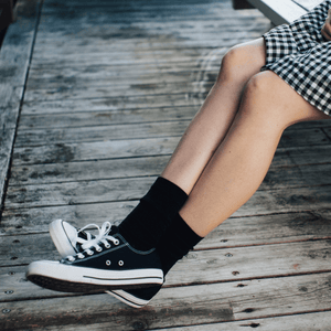 woman merino wool rib crew socks black school nz