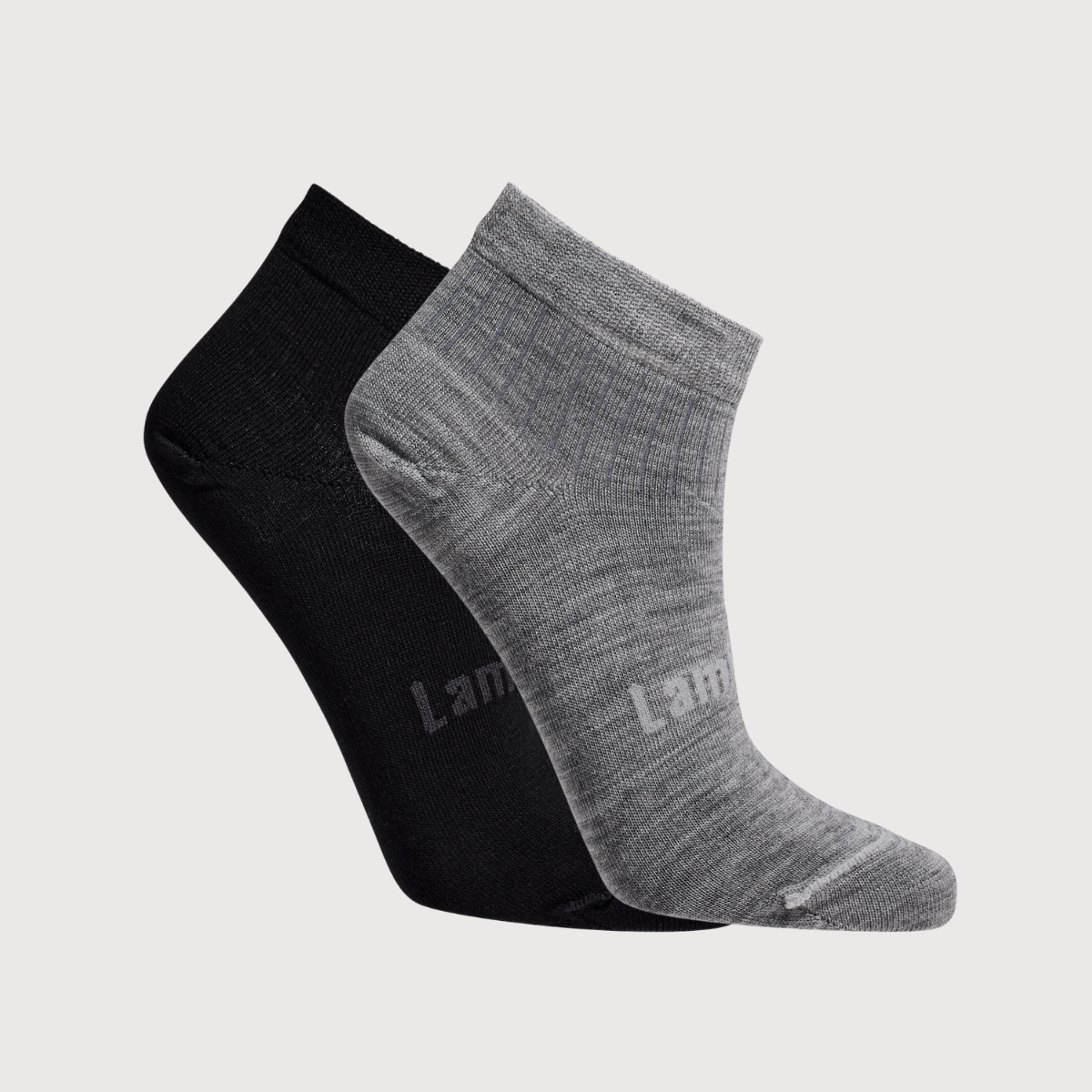 Twin pack of childrens wool ankle socks in black and grey 