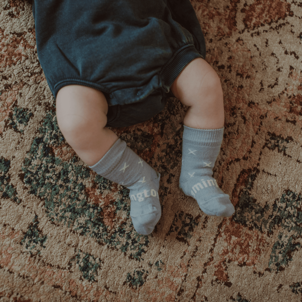 Merino Wool Baby Socks crew blue nz aus