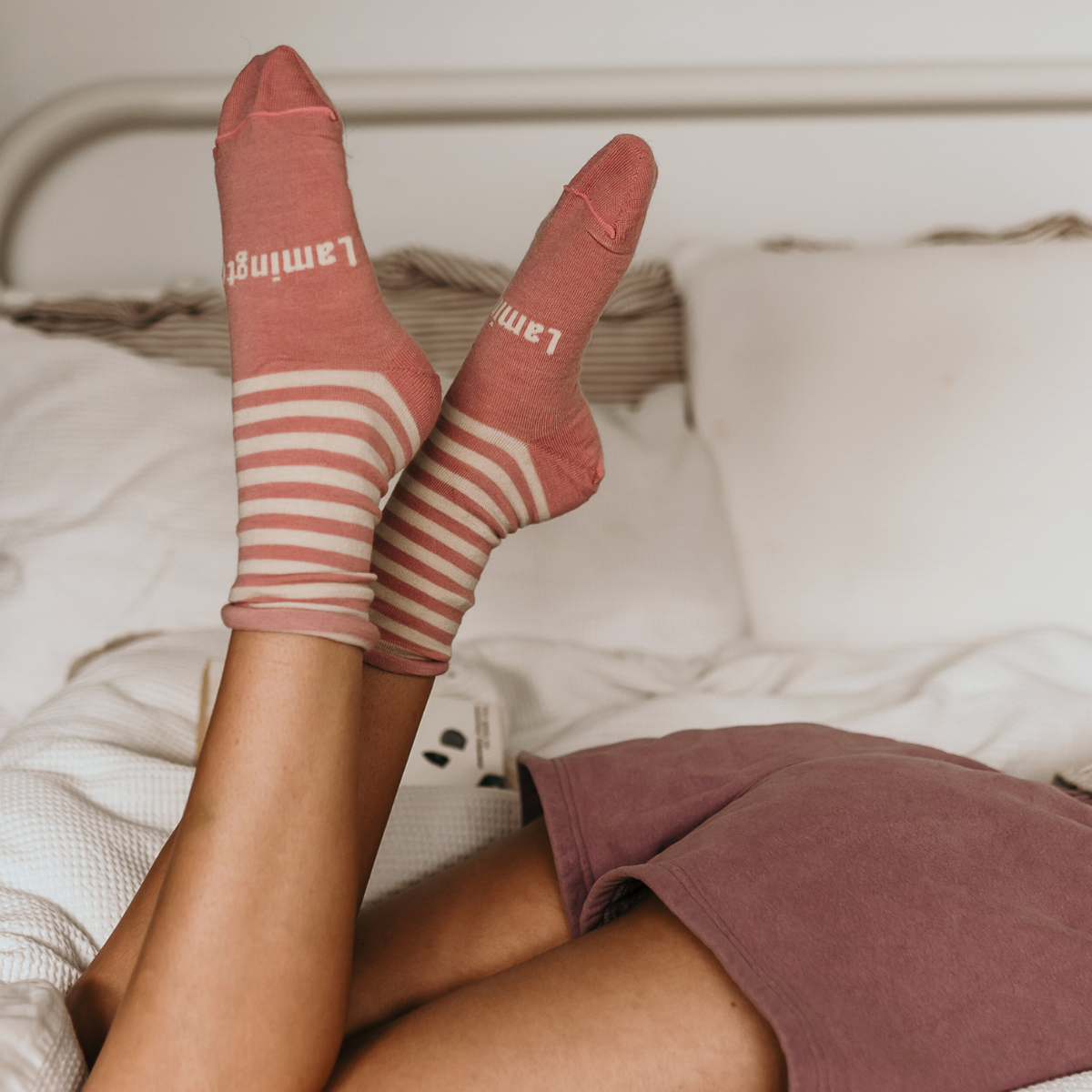 merino wool socks woman striped pink nz