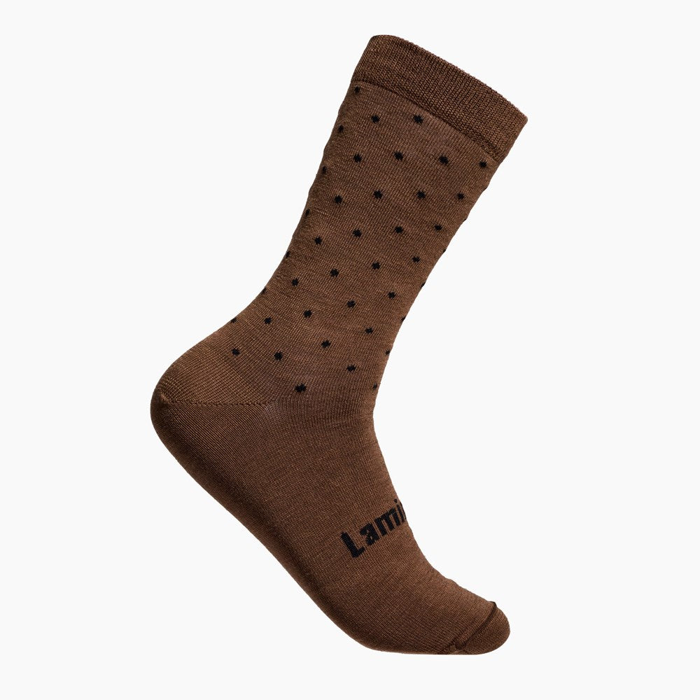 Brown with Dark Blue Spots merino wool crew socks for Men NZ