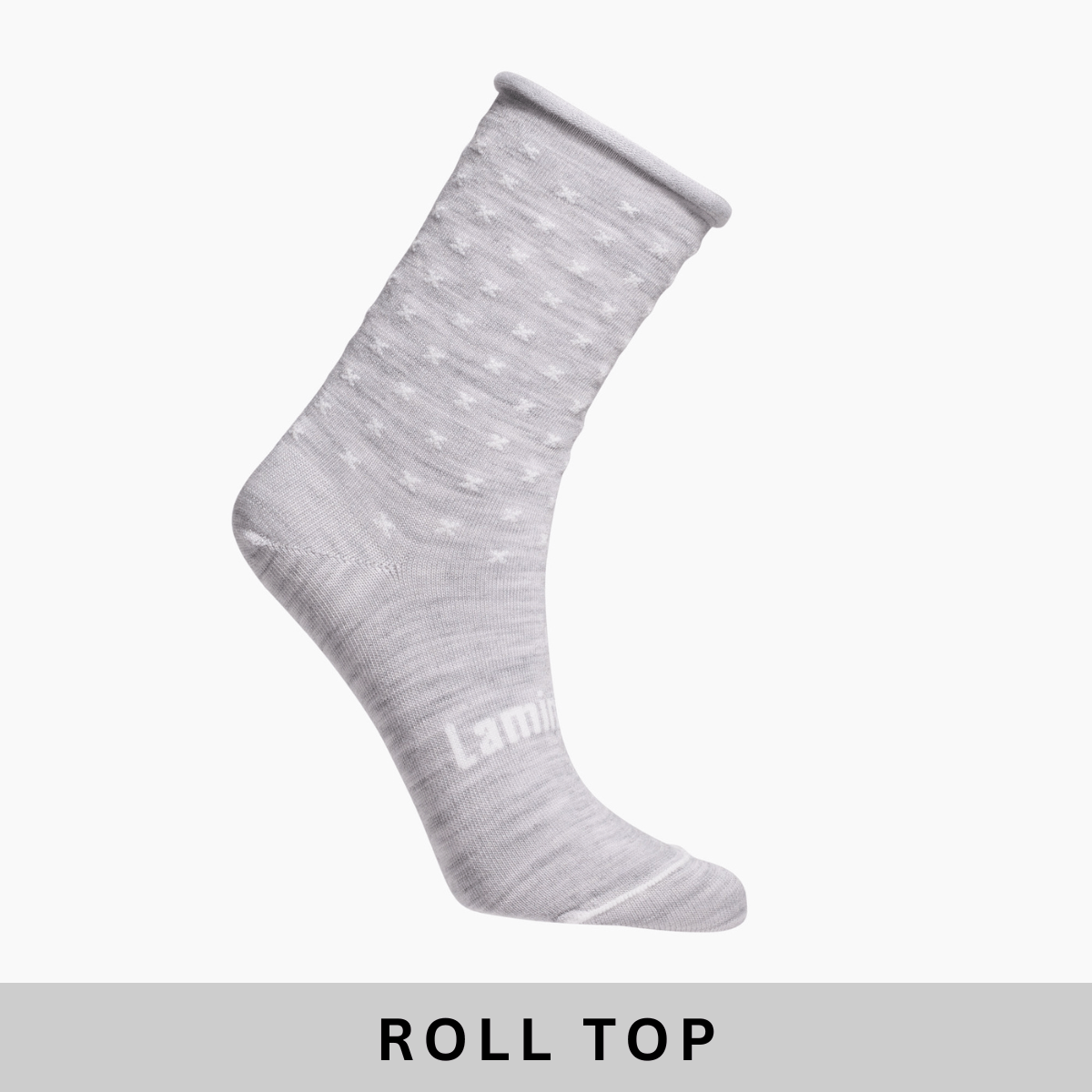 Merino wool comfort socks with roll top crew grey with white crosses for women NZ