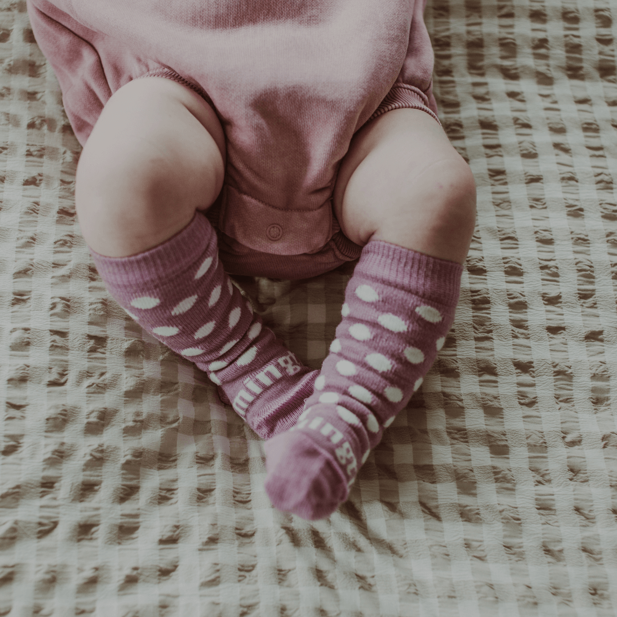 Merino wool baby socks knee-high purple nz aus