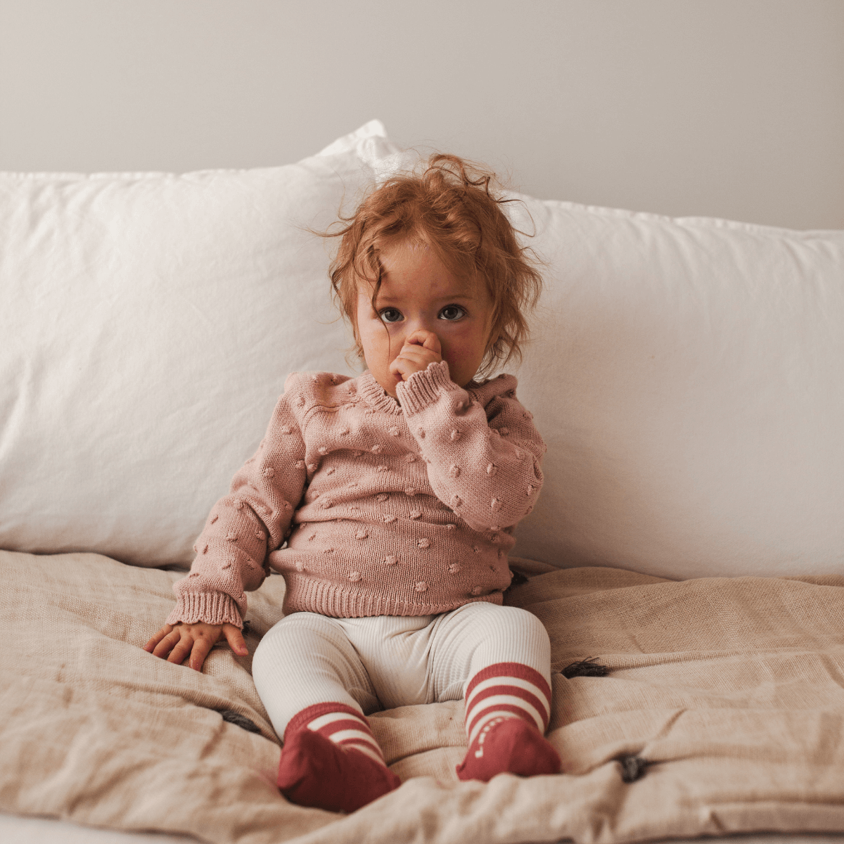 pink white stripe merino baby sock nz aus