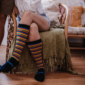 merino wool socks woman rainbow nz aus knee-high